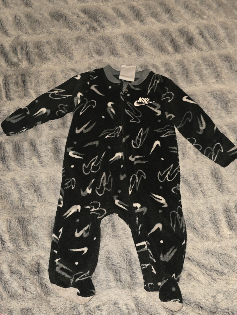 Nike Black & Gray Baby Footed One-Piece
